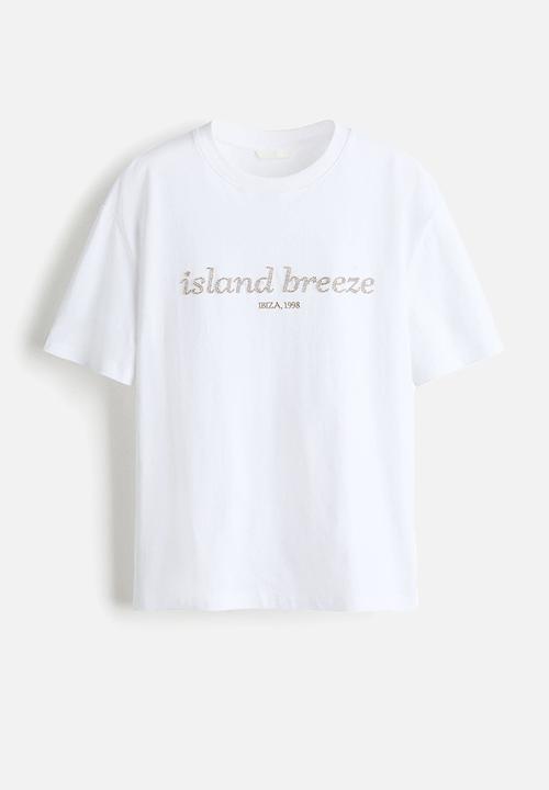 H&M - Oversized T-shirt - white/island breeze