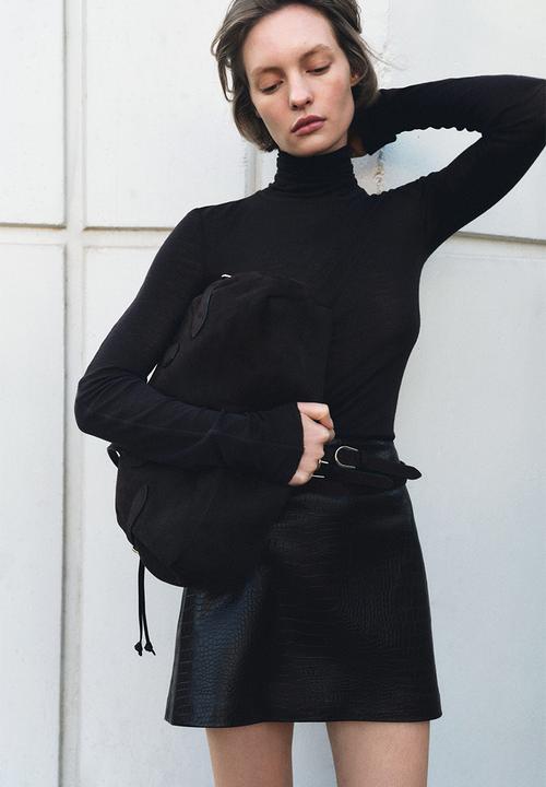 H&M - Coated mini skirt - dark brown
