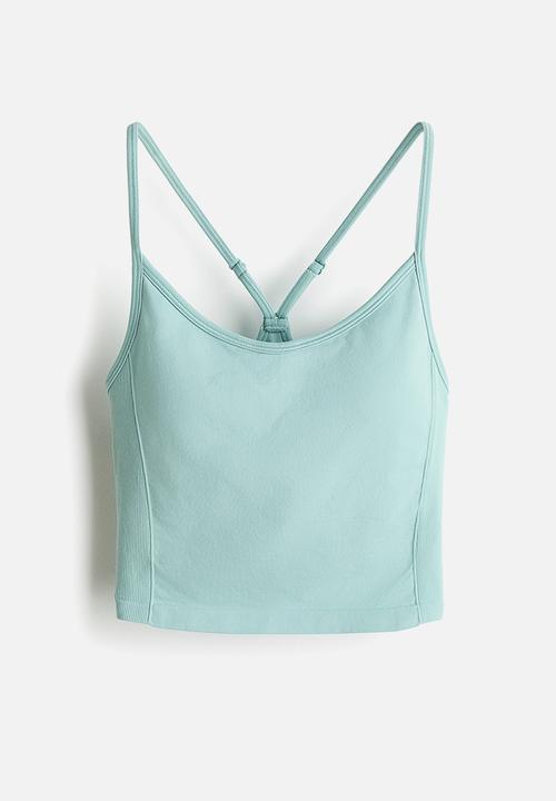 H&M - Seamless sports top with drymove - light turquoise