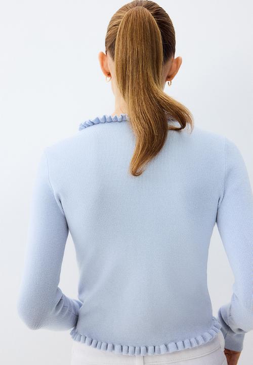 H&M - Frill-trimmed cardigan - light blue