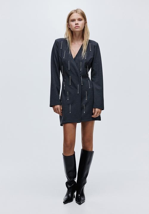 H&M - Rhinestone-embellished dress - dark grey marl