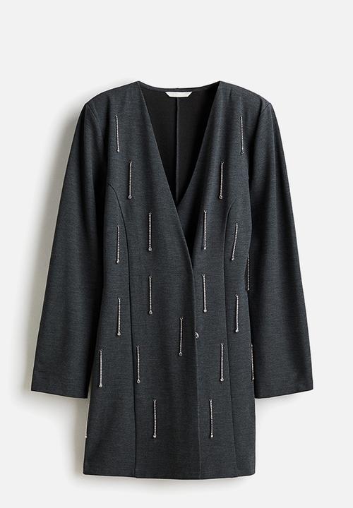 H&M - Rhinestone-embellished dress - dark grey marl