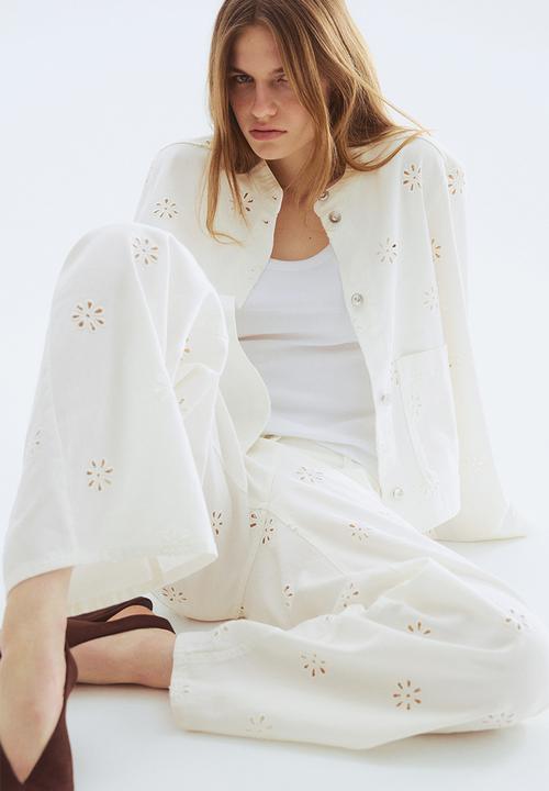 H&M - Broderie anglaise twill jacket - white