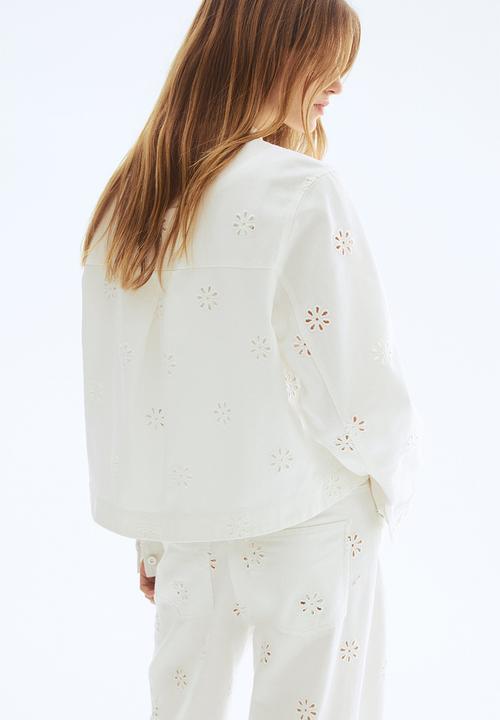 H&M - Broderie anglaise twill jacket - white