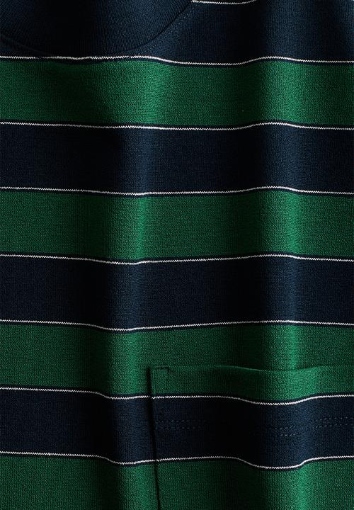 H&M - Pocket-detail top - navy blue/striped