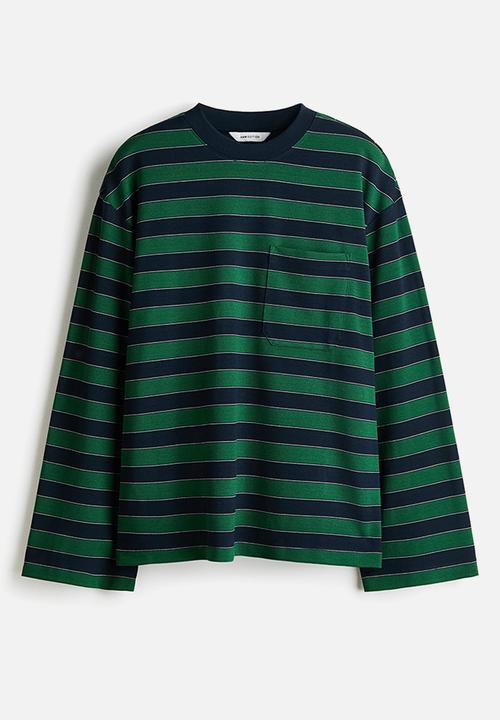 H&M - Pocket-detail top - navy blue/striped
