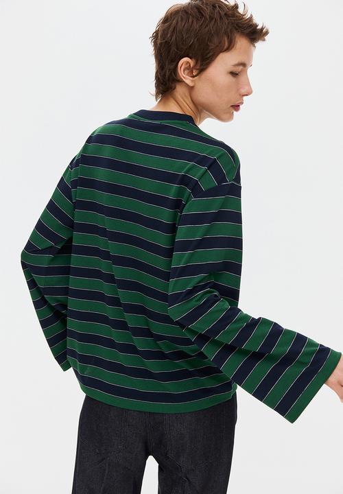 H&M - Pocket-detail top - navy blue/striped