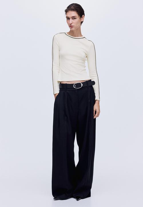 H&M - Ribbed jersey top - cream