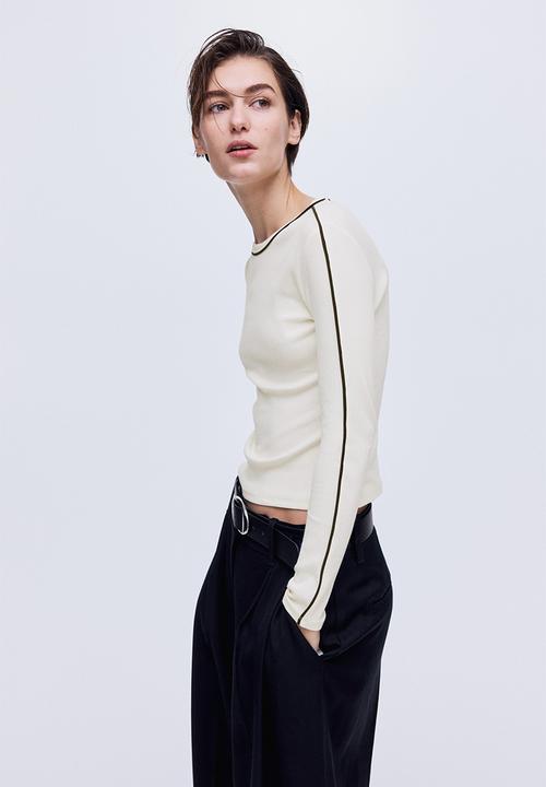 H&M - Ribbed jersey top - cream