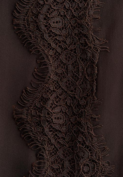 H&M - Lace-trimmed viscose dress - dark brown