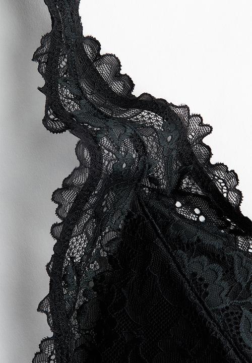 H&M - Padded soft lace bra - black