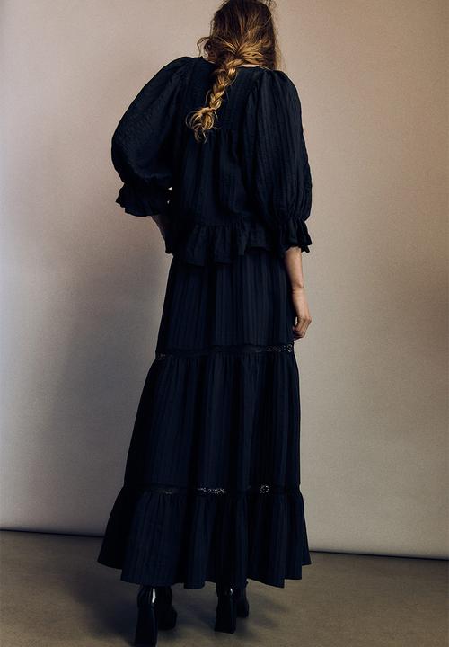 H&M - Lace-inset maxi skirt - black
