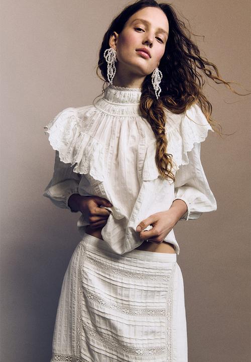 H&M - Flounce-trimmed blouse - white