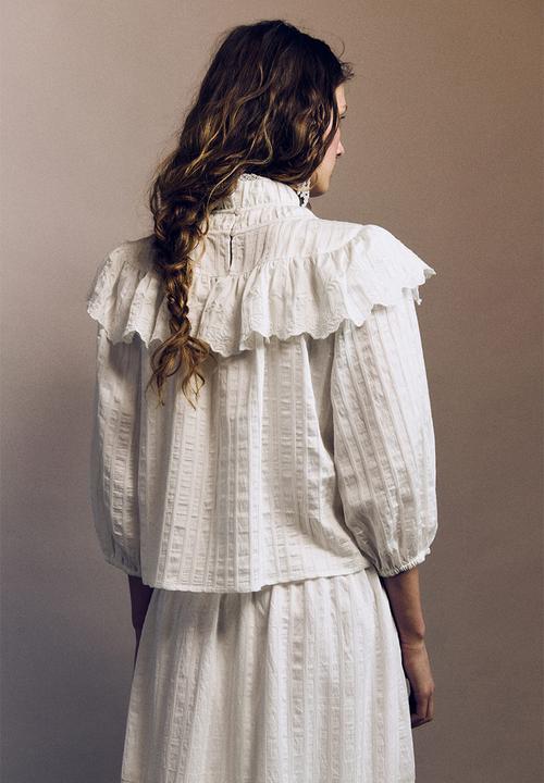 H&M - Flounce-trimmed blouse - white