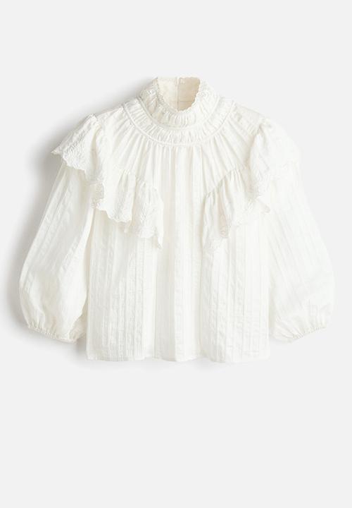 H&M - Flounce-trimmed blouse - white