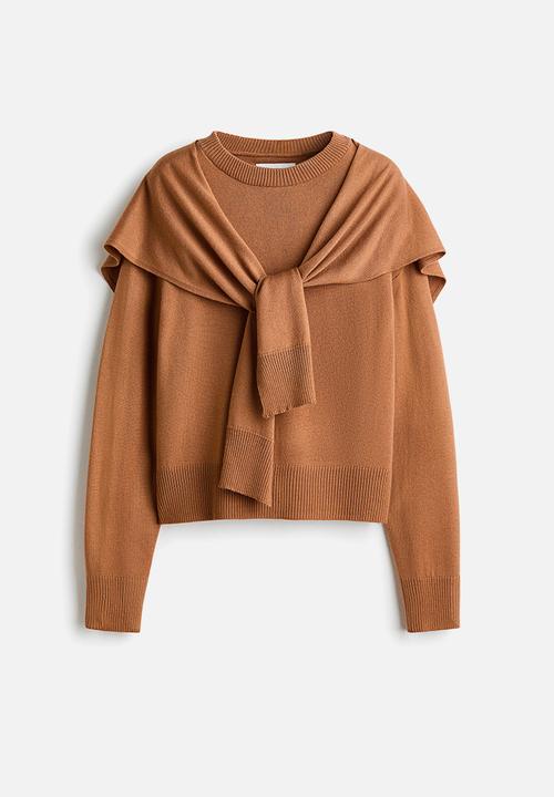 H&M - Scarf-detail jumper - light brown