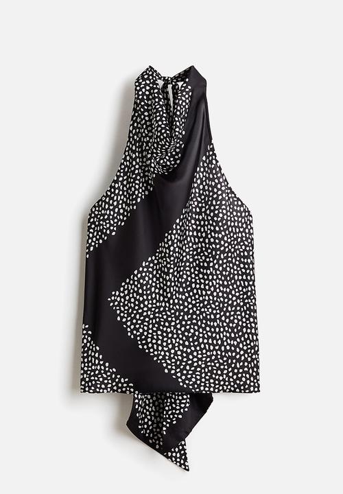 H&M - Halterneck top - black/spotted