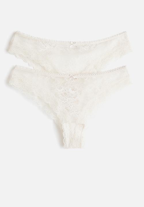 H&M - 2-pack lace brazilian briefs - pale beige