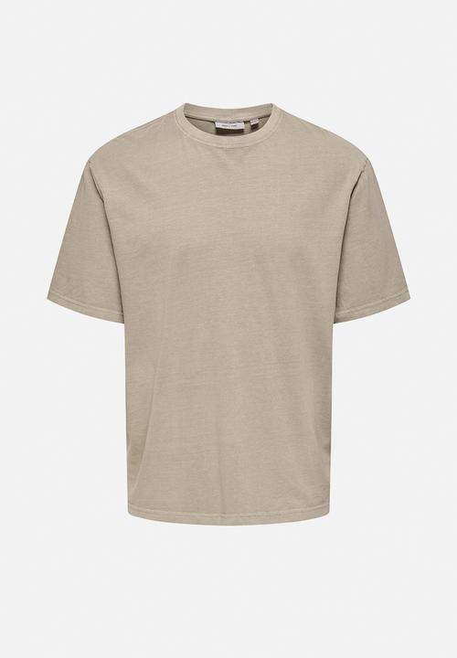 Only & Sons - ONSDISTRESS Relaxed Short Sleeve Tee - Beige