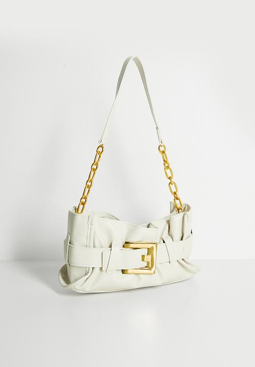 Tessa Design - Geneva-Rae Buckle Detail Tote With Gold Hardware-Cream