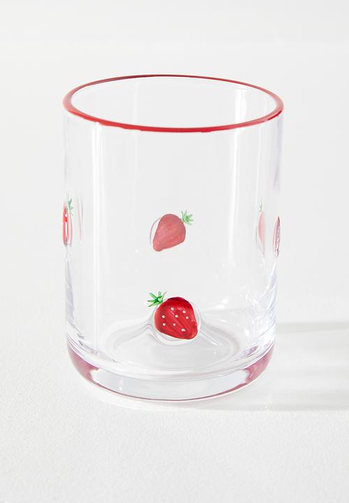 Excellent Houseware - Strawberry tumbler glass set of 2 - Clear
