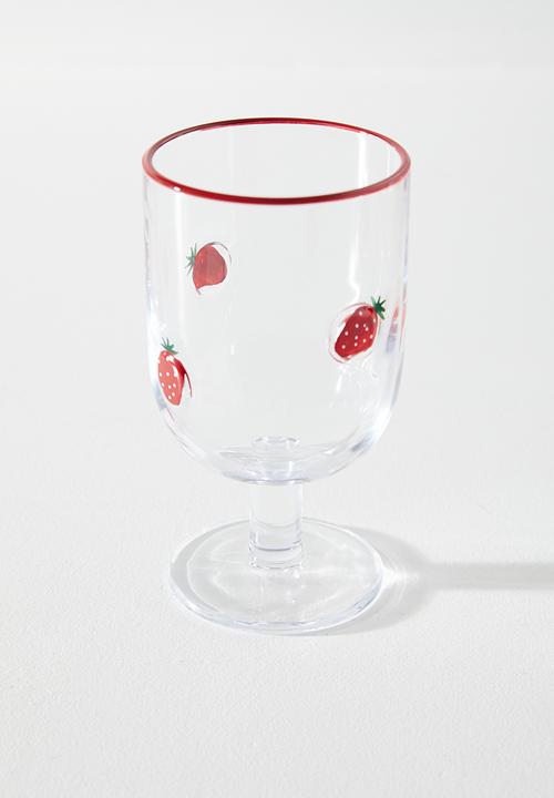 Excellent Houseware - Strawberry wine glass set of 2 - Clear