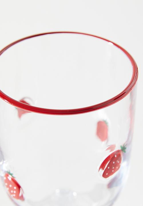 Excellent Houseware - Strawberry wine glass set of 2 - Clear