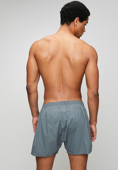 Jockey - 2 Pack Jockey Mens Woven Boxer Printed/Plain - Basalt/Triangle Optics