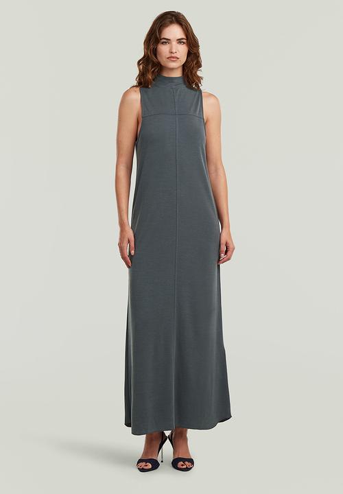G-STAR - Long flowy mock t dress wmn - petrol