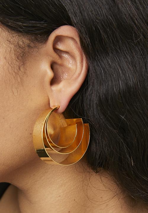 Tessa Design - Ren Layered Wide Hoop Earrings-Gold
