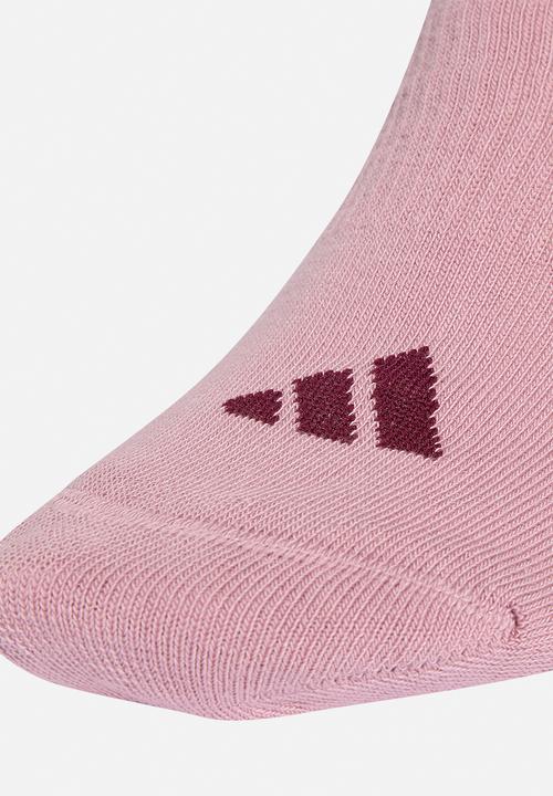 adidas Performance -  3-Stripes Cushioned Mid-Crew Socks 3pk- white/magic mauve/maroon