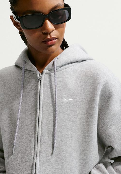 Nike - Nike Studio Fleece Medium Weight Women's Oversized Full-Zip Hoodie - Dk Grey Heather/Sail