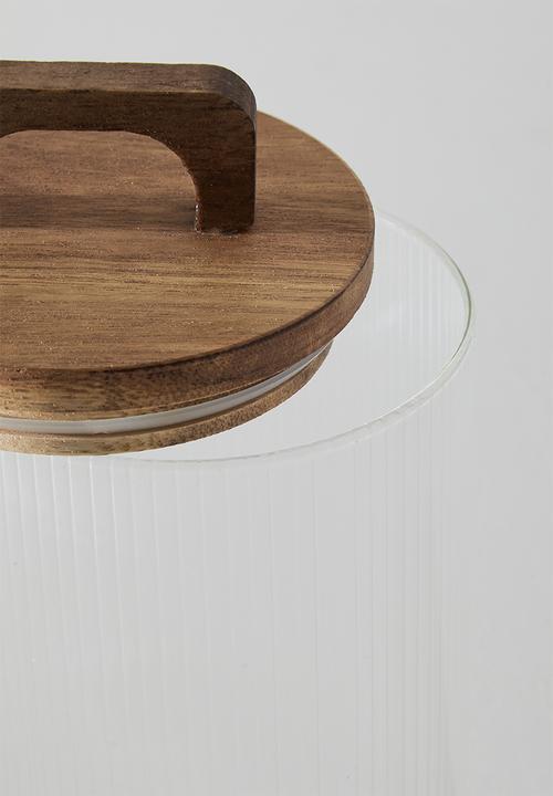Excellent Houseware - Ribbed glass storage - Clear