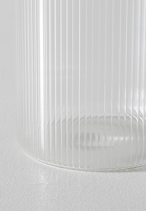 Excellent Houseware - Ribbed glass storage - Clear