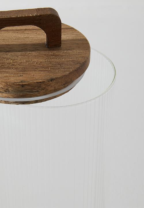 Excellent Houseware - Ribbed glass storage - Clear