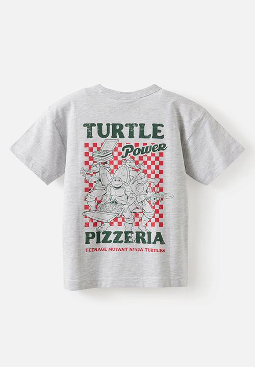 Cotton On - Licensed Drop Shoulder Short Sleeve Tee - Lcn Nic Grey Marle/Tmnt Pizzeria