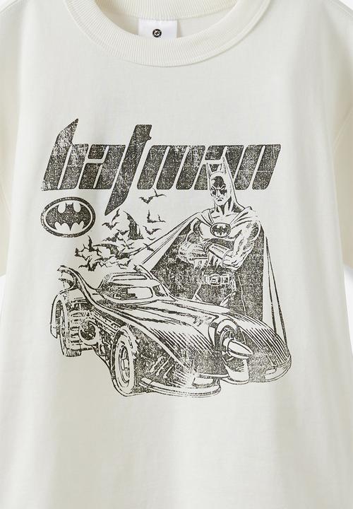 Cotton On - Licensed Drop Shoulder Short Sleeve Tee - Lcn Wb Vanilla/Batman Sketch
