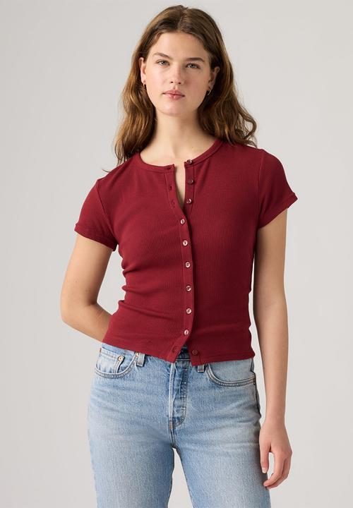 Levi’s® - Rory Button Through Short Sleeve - Warm Cabernet Rib