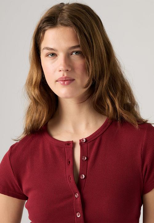 Levi’s® - Rory Button Through Short Sleeve - Warm Cabernet Rib