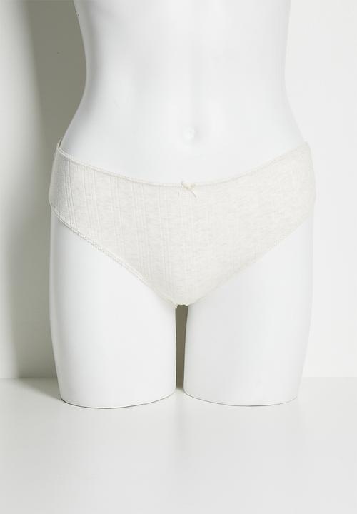 Cotton On - Cotton pointelle bikini brief 3 pack - wholesale - black/mid grey marle/butterscotch marle