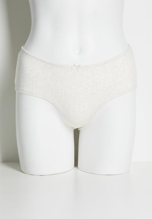 Cotton On - Cotton pointelle boyshort 3 pack - black/mid grey marle/ butterscotch marle