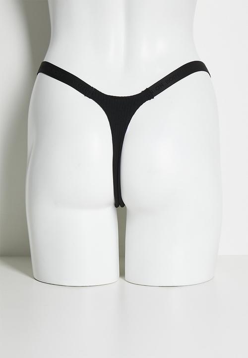 Cotton On - Branded dip front cotton tanga g string 3 pack - black/white/grey marle