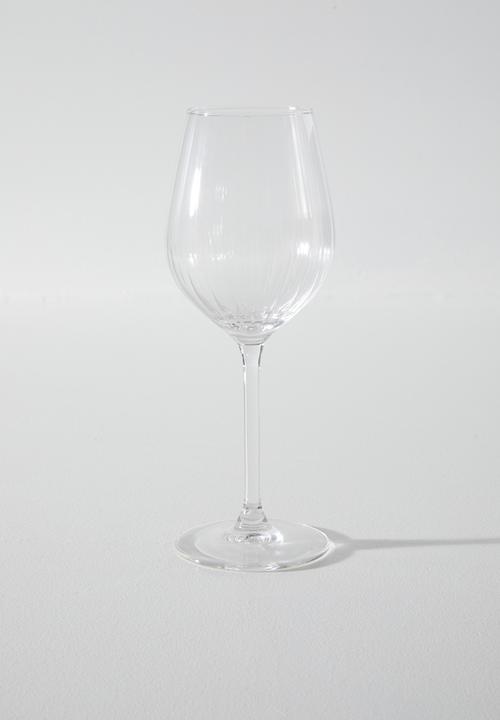 Excellent Houseware - DipRribbed wine glasses 380ml set of 4 - Clear