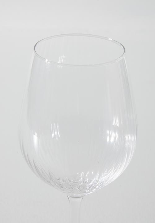 Excellent Houseware - DipRribbed wine glasses 380ml set of 4 - Clear