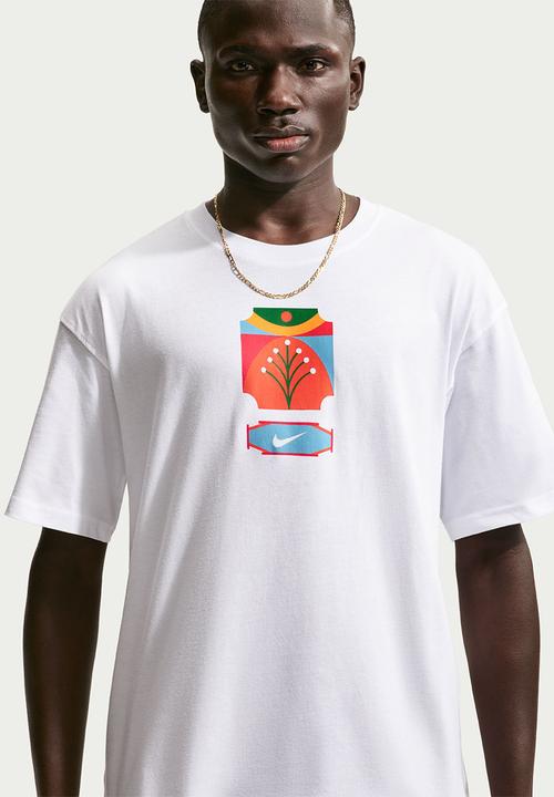 Nike -  "Palm Tree"  Loose-Fit T-Shirt - White/Ass