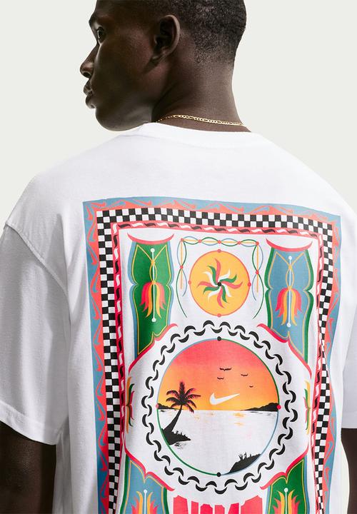 Nike -  "Palm Tree"  Loose-Fit T-Shirt - White/Ass