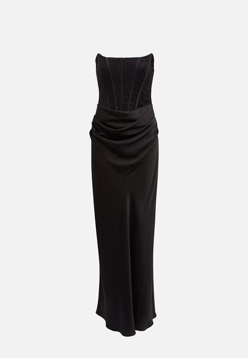 Forever New - Ivy Lace Corset Drape Maxi Dress in Black