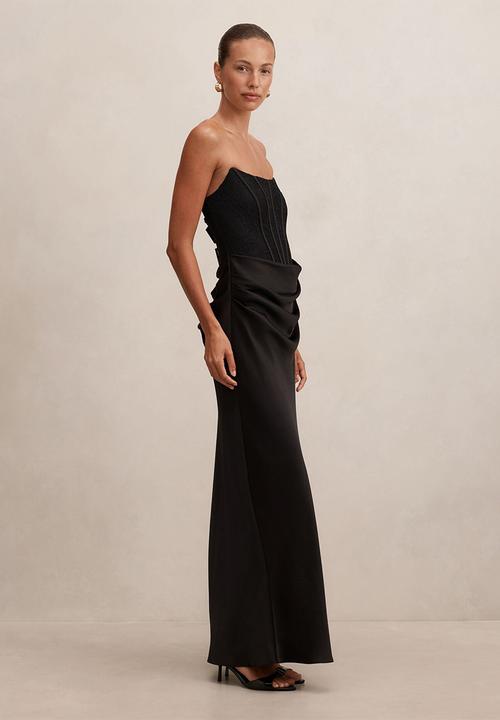 Forever New - Ivy Lace Corset Drape Maxi Dress in Black