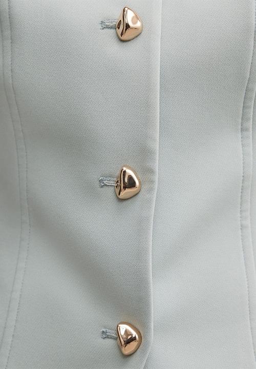 Forever New - Lee square neck waistcoat in hazy aqua suit