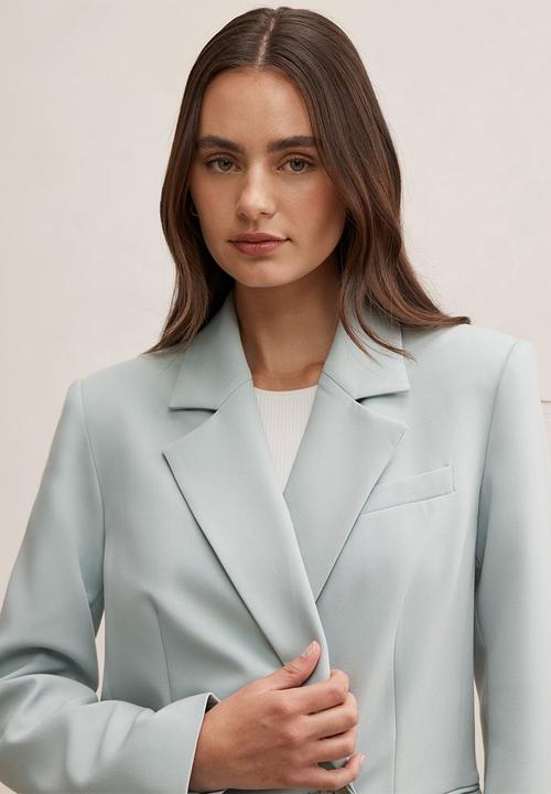 Forever New - Lee double breasted blazer in hazy aqua suit